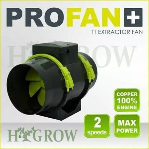 Garden Highpro TT MAX Extractor Inline Intake Fan High Powered Low Noise 2 speed