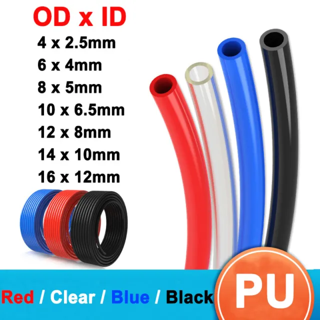 Polyurethane Flexible Tubing PU Pneumatic Tube Hose Pipe OD 4-16mm ID 2.5-12mm