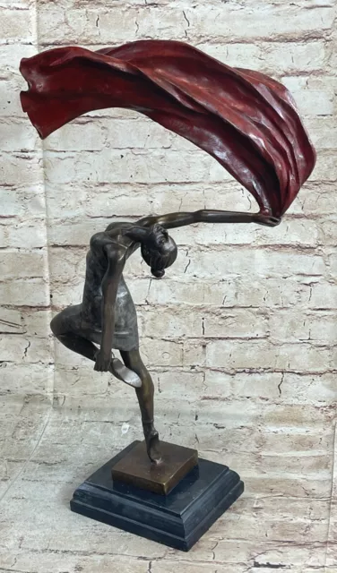 Bandera Bailarina Art Déco Bronce Caliente Reparto Escultura Aldo Vitaleh Figura