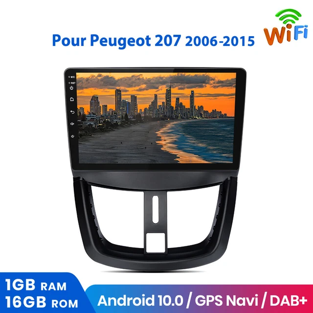 Autoradio Android GPS 9" Pour Peugeot 207 2006-2015 - Écran Tactile, Bluetooth, WiFi, Caméra Arrière Incluse