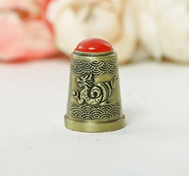 Thimble CHINESE DRAGON Red Decor Solid Brass Metal Russian Souvenir CHINA