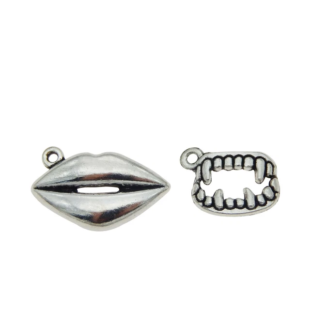 30 Stück Antike Silber Legierung Monat Lippenzahn Anhänger Charme DIY Handwerk