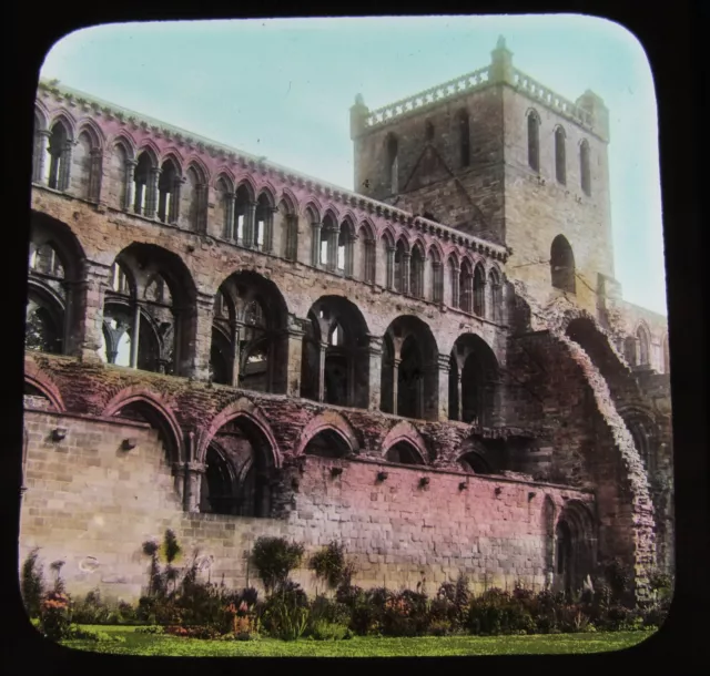 Glas magische Laterne Rutsche JEDBURGH ABBEY AUS DEM SÜDEN C1890 SCHOTTLAND