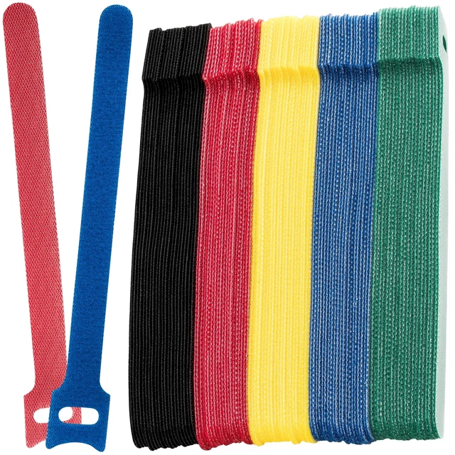 100 Stk Kabelbinder Klett wiederverwendbar Set 150mm farbig (0,08 EUR/Stk.)