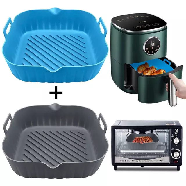 2× Air Fryer Silicone Pot Microwave Baking Basket Oven Non Stick Reusable Liners