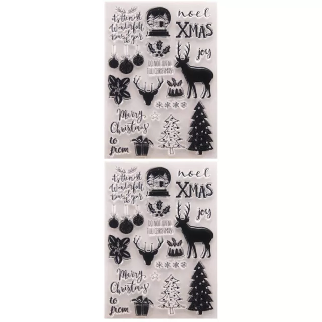 2 pcs Xmas Clear Stamp clear for card making christmas Christmas Stamping