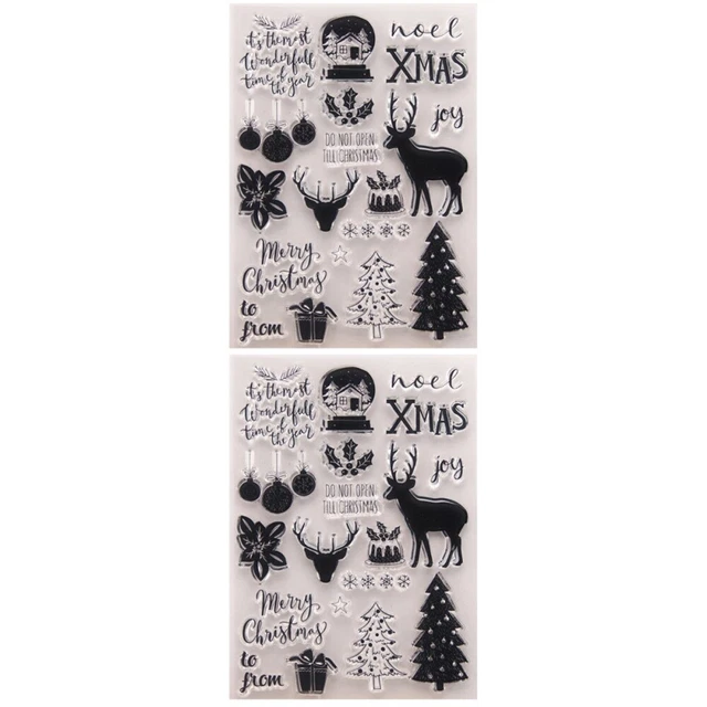 2 pcs Xmas Clear Stamp clear for card making christmas Christmas Stamping