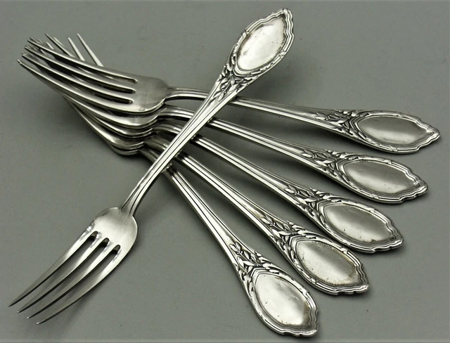 Wilkens Modell 169 Misteldekor 6 von 12 Vorspeisegabeln 800 Silber Gabeln (P109)