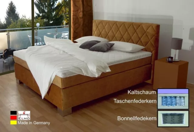 Boxspringbett Hotelbett Ehebett Elmlux mit TFK Matratze & Topper Made in Germany