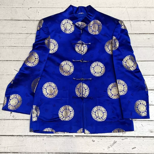 Vintage Chinese Characters Royal Blue & Gold Satin Jacket