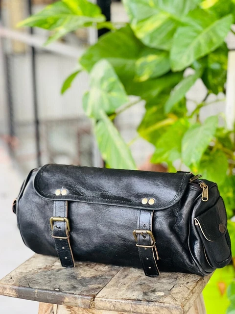 Sacoche Bandoulière En Cuir De Chèvre Véritable - Noire, Style Messager Vintage Pour Homme