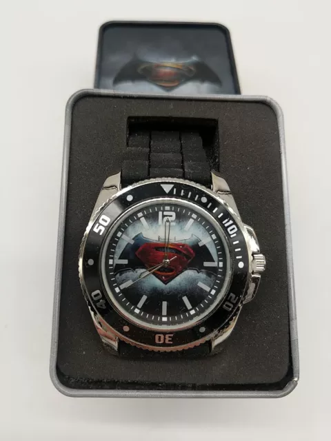 Batman vs Superman Logo Wrist Watch by Accutime & Collectible Tin Link Band