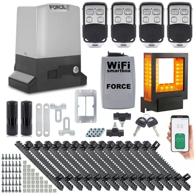 Accionamiento de puerta corredera FORCE 760 600 kg completo + 5 m varilla dental + control WiFi Accionamiento de puerta corredera FORCE 760 600 kg completo + 5 m varilla dental + control WiFi