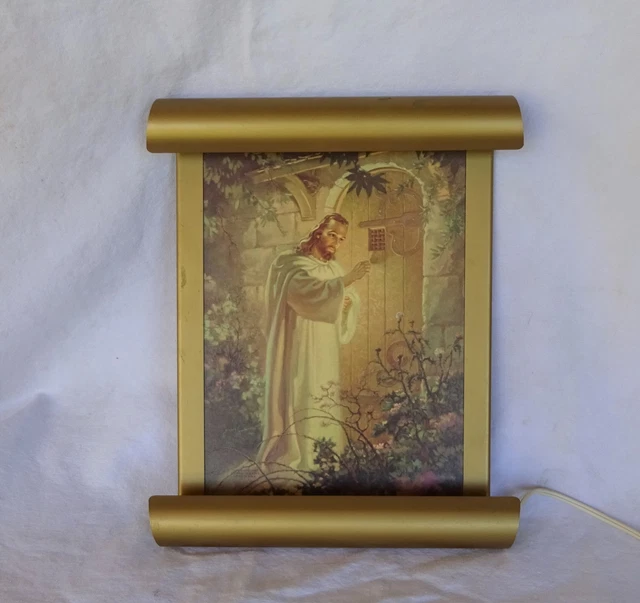 VINTAGE CHRIST JESUS Knocking on door Light Up Picture Metal VINTAGE CHRIST JESUS Knocking on door Light Up Picture Metal