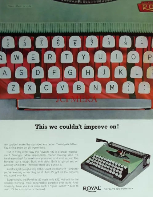 ROYAL 'Royalite 120' Portable Typewriter ADVERT #2 - Original 1964 Print : 625D