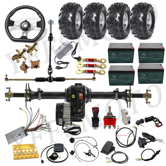 48V 500W 1000W Quad Brushless Differential Motor Rear Axle Kits Tire
