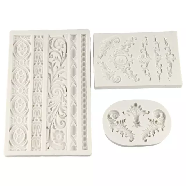 1/3pcs Grey Embossing Mould Silicone Cake Flower Decoration Mold  Resin Art