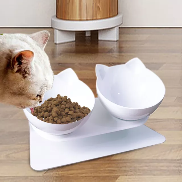 Ciotola per mangime rialzata cibo per gatti 15° ciotole per gatti ribaltabili ciotole doppie per mangime