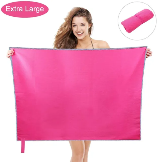 Microfibre Beach Towel XL Fast Dry Sports Swim Yoga Gym Towel 130X80CM Rose Pink
