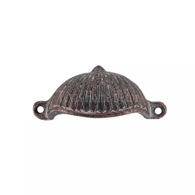 Shell Cup Bin Drawer Pull Cabinet Handle Cast Iron Antique Style with Screws