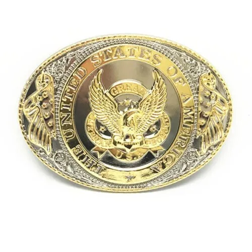 Western Cowboy Bright Gold American Eagle Belt Buckle fits 1-1/2"(38mm) Belt