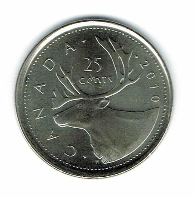 2010 Logo Canadian Brilliant Uncirculated Caribou Twenty Five Cent coin!