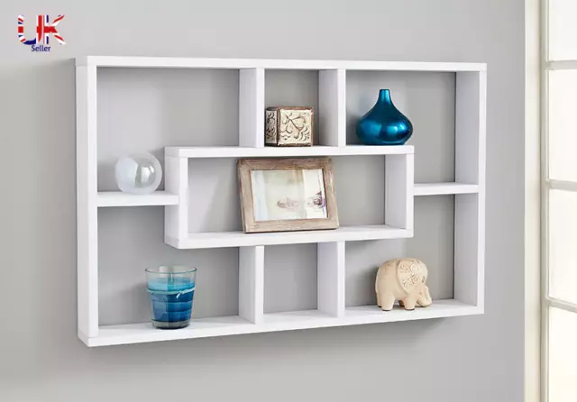 Stylish And Attractive Space Saving Multi-Compartment Wall Shelf Storage - White