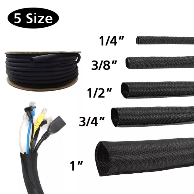 Split Sleeve Wire Loom Tubing Cables Harness Wrap Protector Cords Black Lot