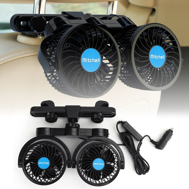 12V Dual Head Car Cooling Oscillating Back Seat Ventilation Air Fan  AV