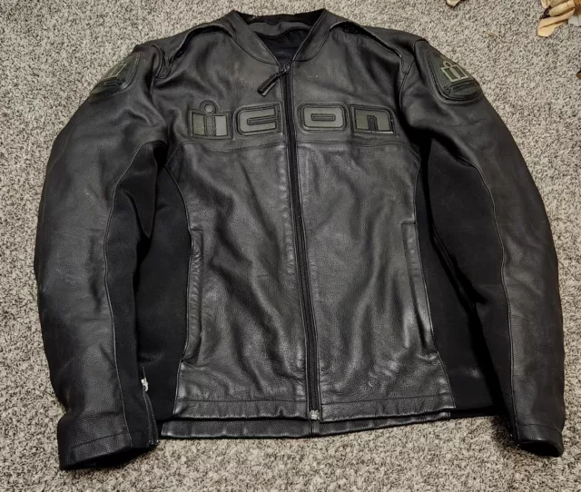 Icon Accelerant Leather Motorcycle Jacket 2XL Black Moto Sportbike Racing Sport