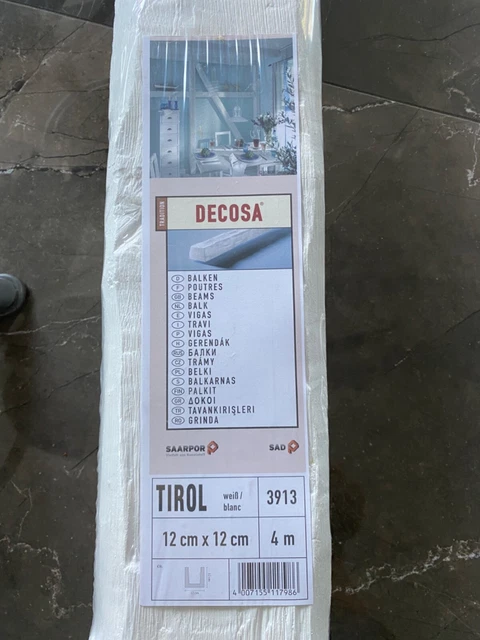 DECOSA Balken Tirol, weiß, 12 x 12 cm x 4 m, Original verpackt, überstreichbar