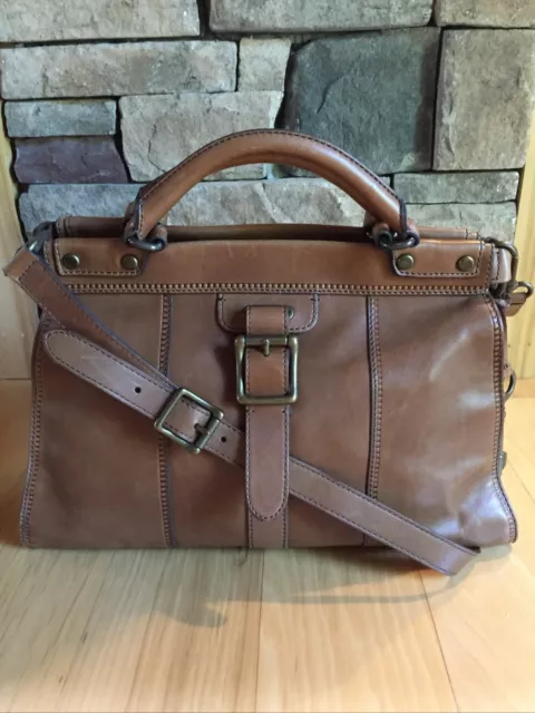 FOSSIL Vintage Revival Satchel BROWN Leather Satchel Crossbody Messenger Handbag FOSSIL Vintage Revival Satchel BROWN Leather Satchel Crossbody Messenger Handbag