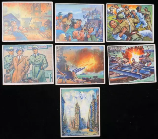 (7) 1951 Bowman Red Menace Trading Cards with Ghost City