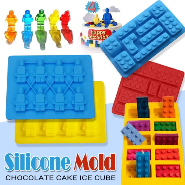 Brick Figure Man Silicone Mold Chocolate Block Cake Ice Tray Jelly Soap Candles