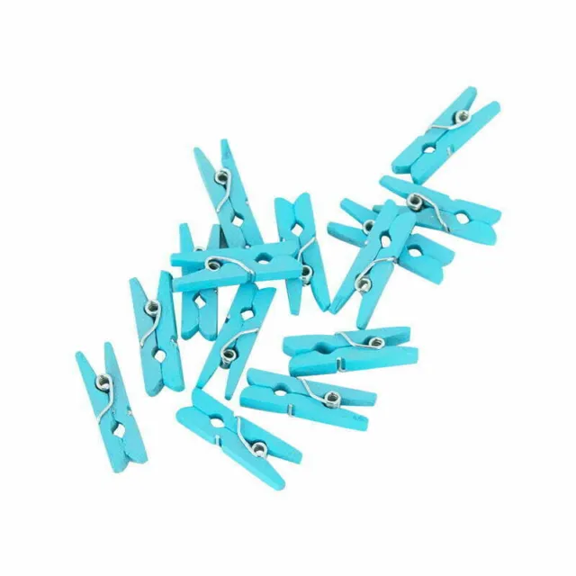Mini Wooden Pegs x 24 Blue Craft Supplies Photos Baby Shower Party Decorations