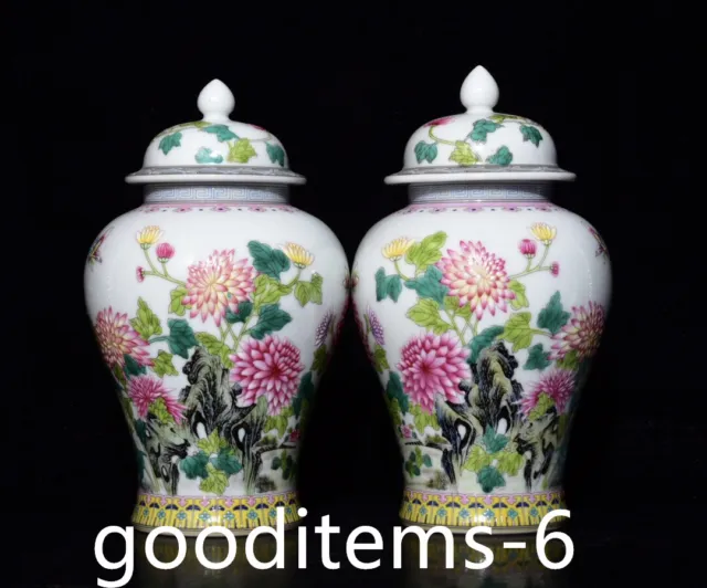 9.8"China Old Antique Porcelain Qing Qianlong Enamel Color Flower pattern jar