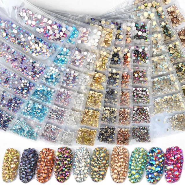 Crystal Glass Gems Flatback Nail Art Decoration Rhinestones Mix Glitter Stones