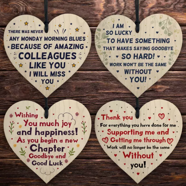 Colleague Leaving Gifts Novelty Wooden Hearts Good Bye Leaving Thank You Gifts