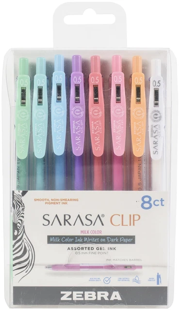 Plumas de tinta de gel de punta fina Zebra Sarasa Clip de 0,5 mm 8/paquete-lácteo - surtidos colores -48