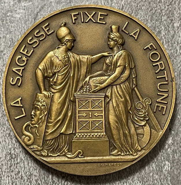 Médaille Commémorative '150 Ans Banque De France' - Bronze, 1950, Avec Boîte Et Document, Bon état