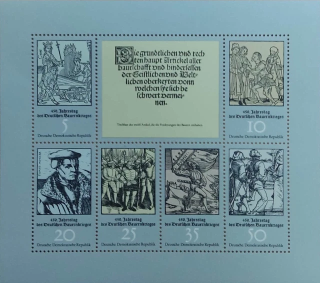 Kleinbogen +450 Jahre Bauernkrieg+ 1975 +postfrisch+ Michel Nr. 2013-2018
