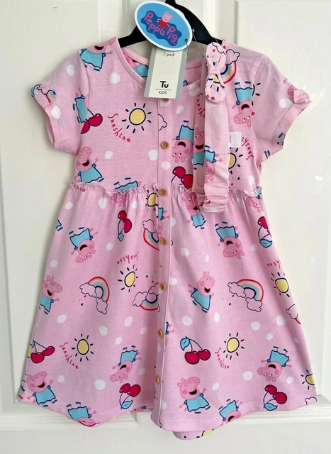 Abito e set fascia in cotone rosa Tu PEPPA PIG per ragazze - 3-4 anni - nuovo! 2