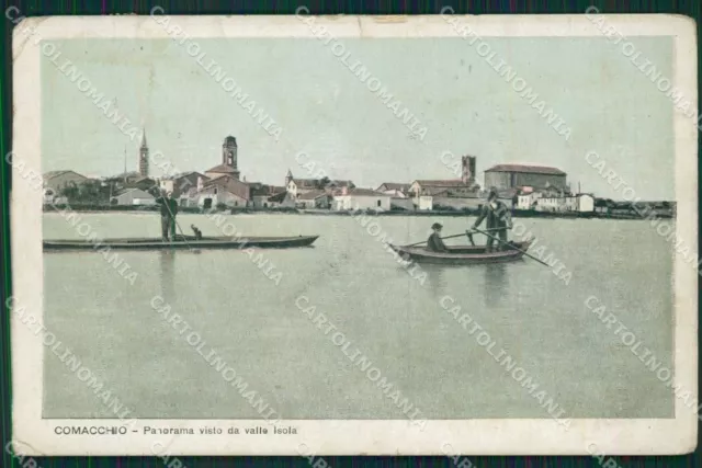 Ferrara Comacchio boats FOLDS TEAR postcard KF0067