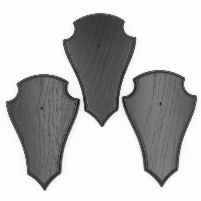 3 Pieza Ciervo Escudo de Trofeo Deseada Roble Oscuro Grande Af 22CM X 13CM