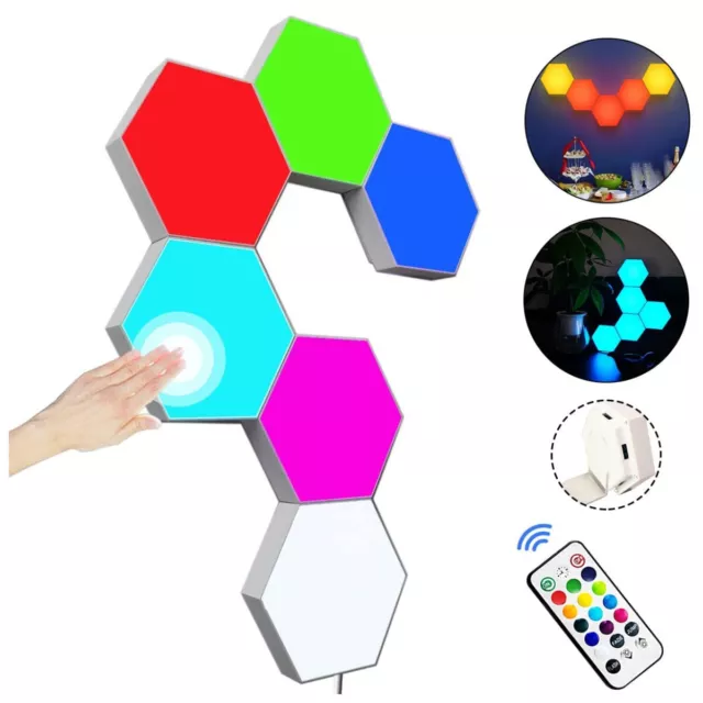 Hexagon Wall Light w/ Remote Control Smart Modular Touch-Sensitive LED Light US