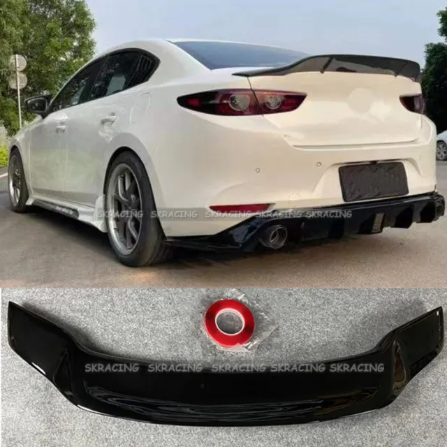 For 2019 2020 2021 Mazda 3 Sedan Glossy Black Rear Tail Trunk Spoiler Wing Lip