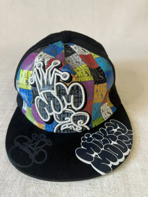 Disney Parks Mickey Mouse Graffiti Embroidered Adult Fitted ONE SIZE Hat Cap