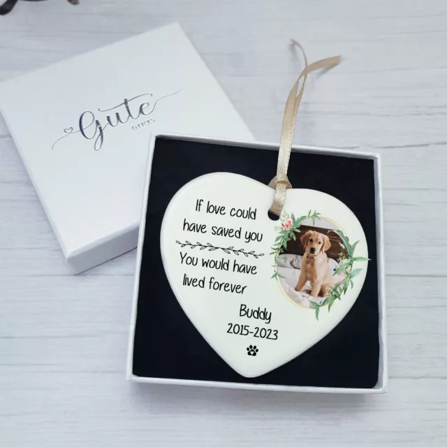 PERSONALISED DOG CAT Memorial Gifts Photo Remembrance Bauble Pets Loss