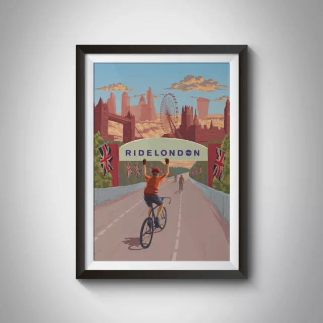 Ride London Cycling Travel Poster - Framed - Vintage - Bucket List Prints