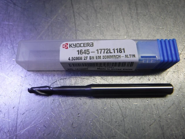 Kyocera 4.50mm 2 Flute Carbide Ballnose Endmill 1645-1772L1181 (LOC3384)